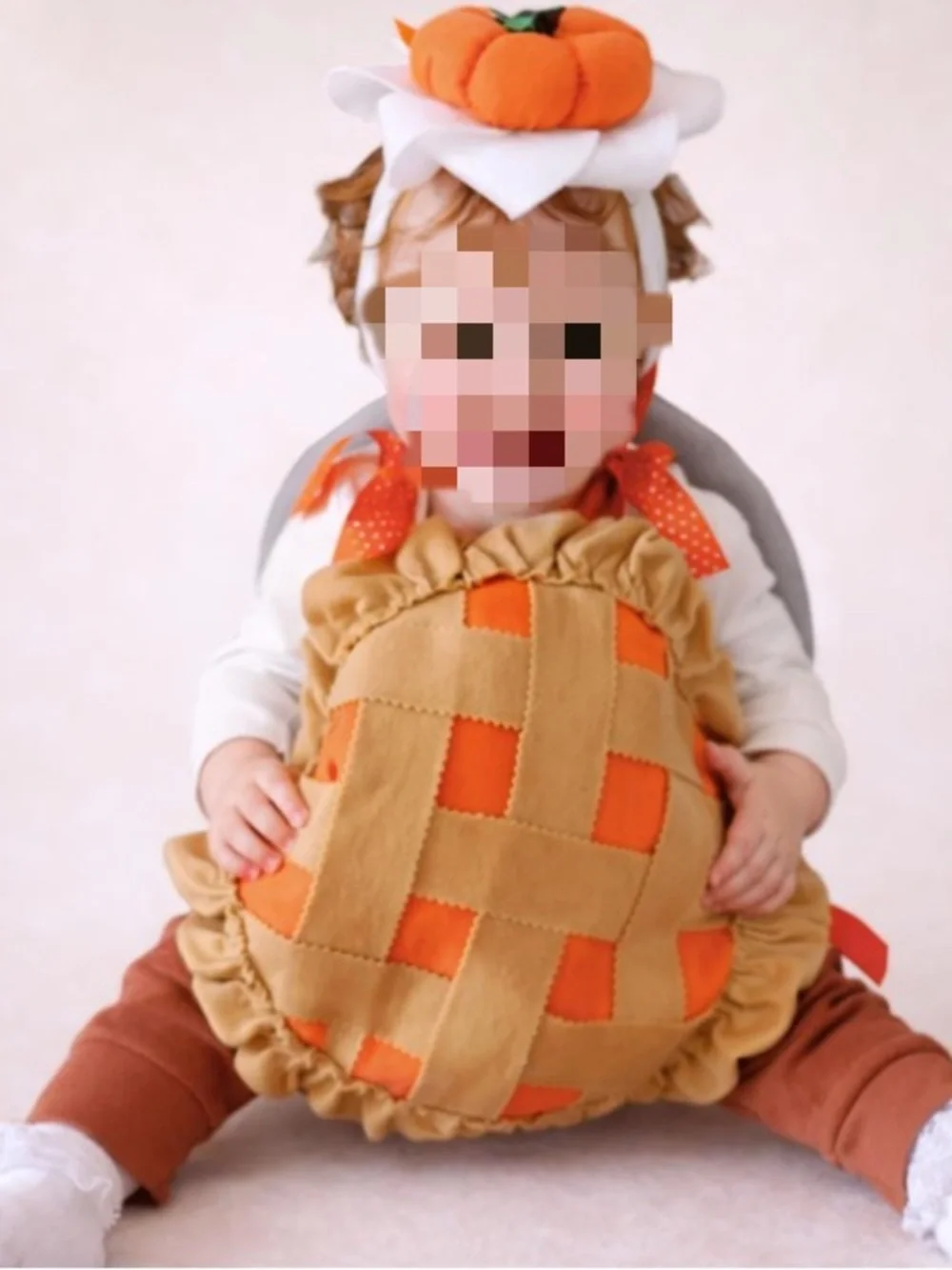 Kids Pumpkin Pie Costume - Handmade- Orange & Tan 6-12 months